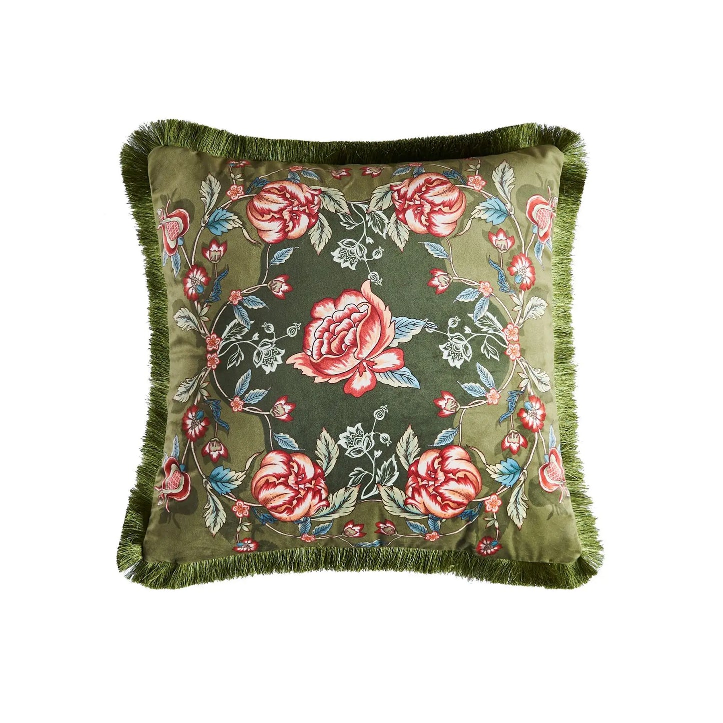 American Retro Tassel Pillowcase, Plant Flower Office Sofa, Bedside Decorative Cushion Cover
