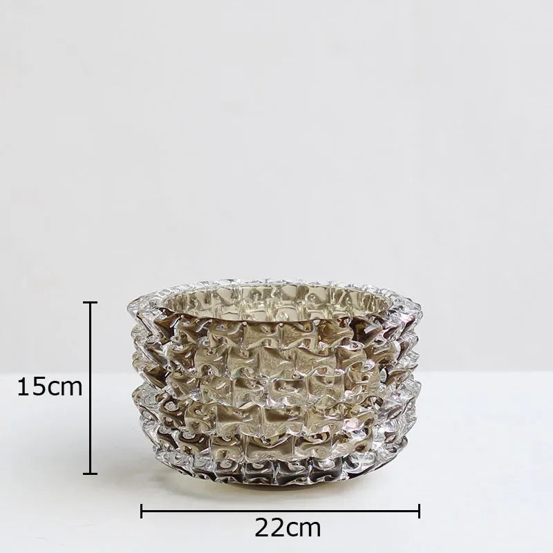 Creative Transparent Wrinkle Glass Vase Desk Decoration Flower Arrangement Hydroponics Flower Pots Floral Vases Modern Decor