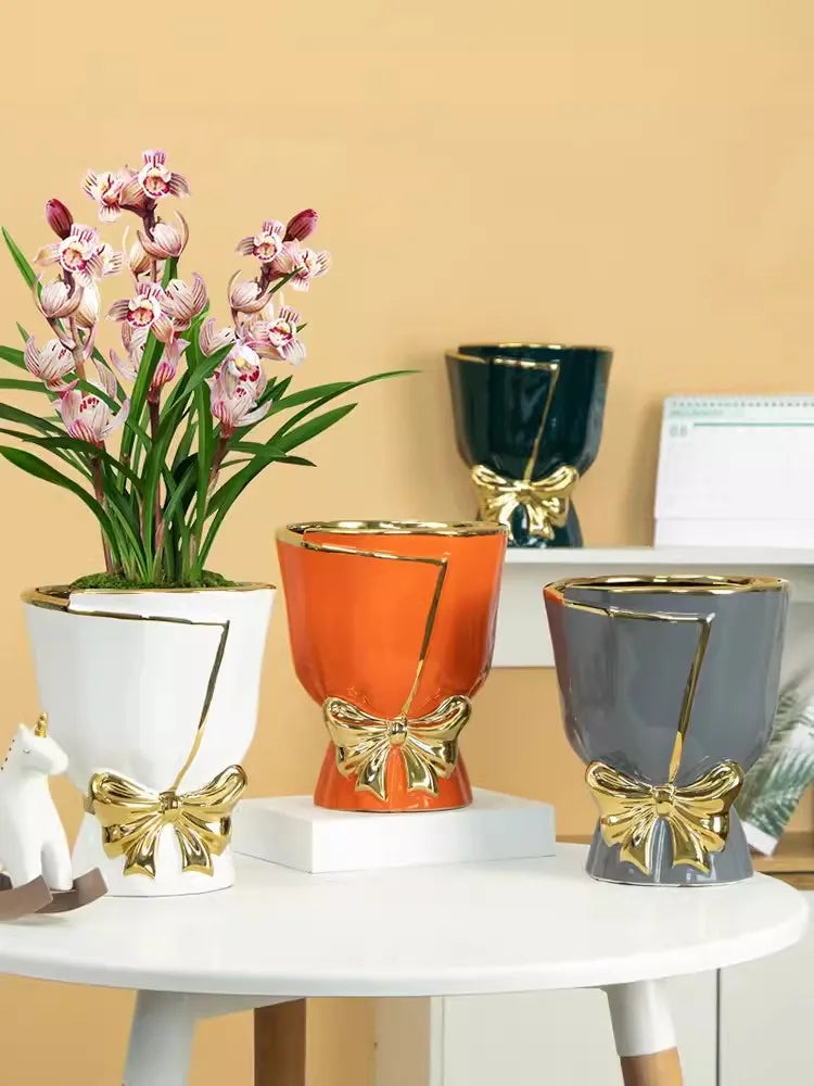 Nordic New Style Ceramic Vase Plants Bonsai Pots Home Decoration Creative Personality Tulip Large Pots