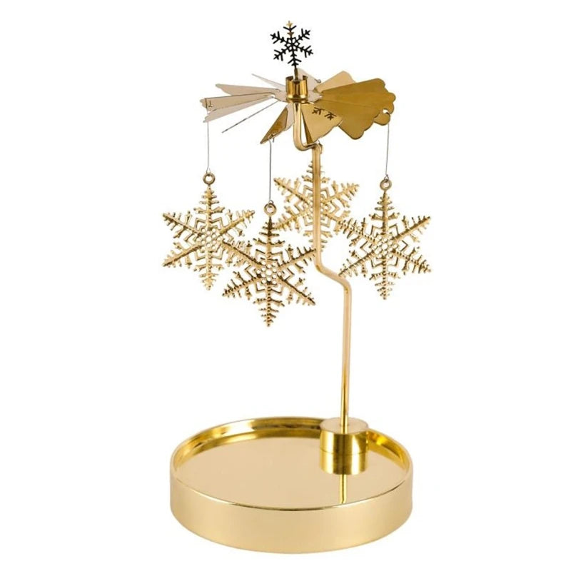Snowflake Deer Fairy Rotating Candlestick Tealight Candle Holder Tray Romantic Wedding Party Decor Y5GB