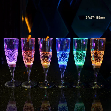 Luminous Bar Cup KTV Luminous Cocktail Glass 6Pcs Luminous Cups Food Grade Plastic Wine Glass LED Light Glasses Battery-AS97
