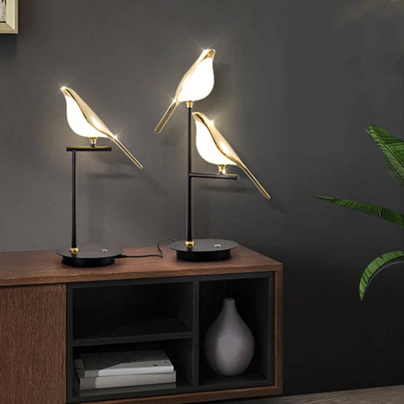 OUDELADI LED table lamp Magpie bird model Reading lamp bedroom bedside living room floor lamp home decor study desk light