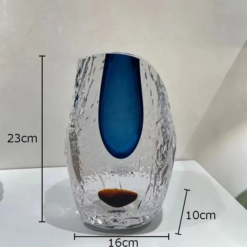 Gradient Glazed Glass Vase Desk Decoration Hydroponics Flower Pots Decorative Flower Arrangement Modern Home Decor Floral Vases