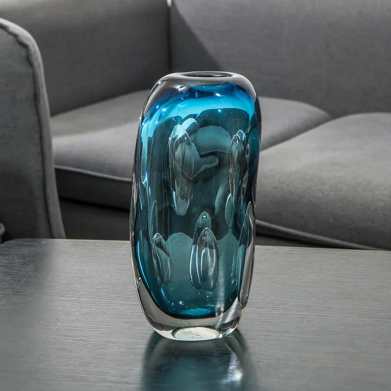 Water Blue Bubble Glass Vase Transparent Hydroponic Flower Pots Desk Decoration Flower Arrangement Floral Vases Modern Decor