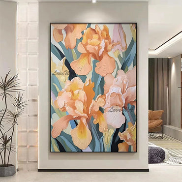 Beautiful Handmade Flowers Canvas Abstract Paintings, Natural Scenery Picture, Acrylic Textured Art Wall, Frameless Artwork
