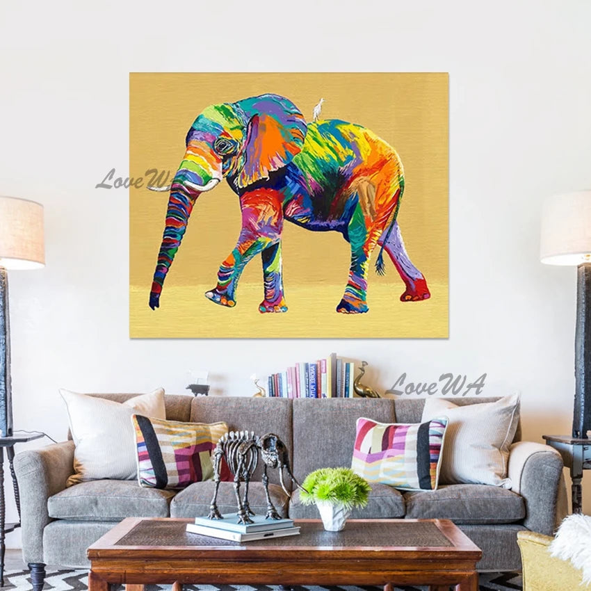 3D Elephant Textured Abstract Paintings, Canvas Artwork, Idea Design Art Picture, No Framed, Wall Decoration For Living Room
