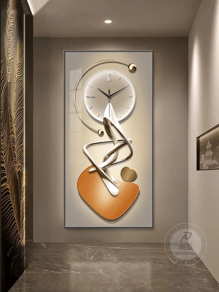 Modern Design Wall Clock Living Room Entrance Corridor Wall Decor Mute Digital Clock Large Abstract Hanging Painting Wall Watch