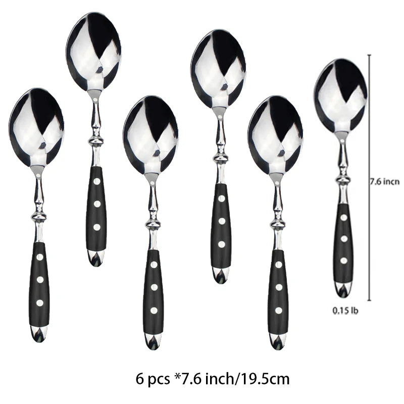 Classic Elegant Stainless Steel Cutlery Set Fork Spoon Knife Full  Dinning Fork Steak Knife Teaspoon Creative Dinnerware Set