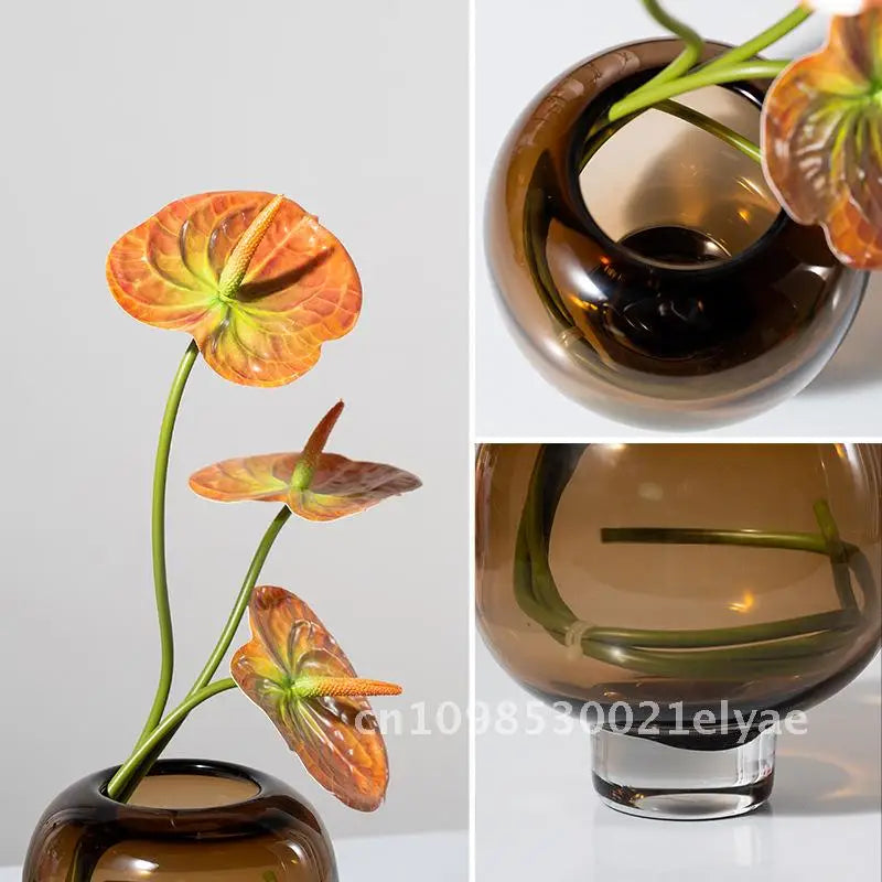 Carpenter 13-Light Luxury Glass Vase High-End Living Room Decorations with Pendulum for Flower Arranging Soft Decor Item