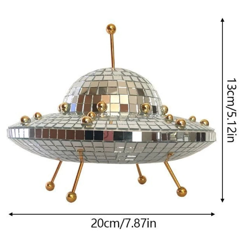 Disco Ball UFO Ornaments Miniature Creative Sculptures Elegant Retro Ornaments Aesthetic Table Accessories Home Decorations