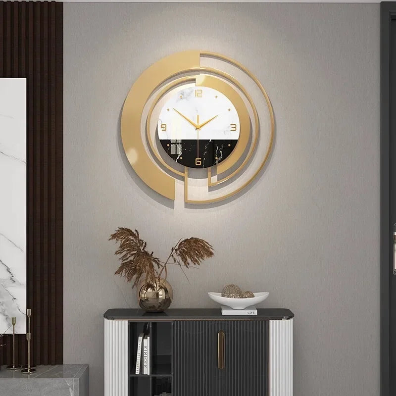 Nordic Light Luxury Metal Wall Clock Fashion Design Large Home Decoration Pendant Clock Hotel Living Room Wall Hanging Clocks
