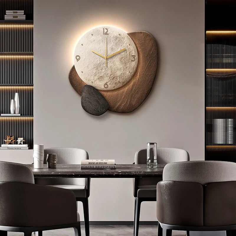 Restaurant clock wall decoration painting creative 3D high-end feeling living room clock table wall clock