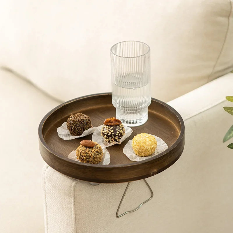 Bamboo Dried Fruit Plate Tray, Simple Mobile Small Tea Table, Modern Coffee Corner Table