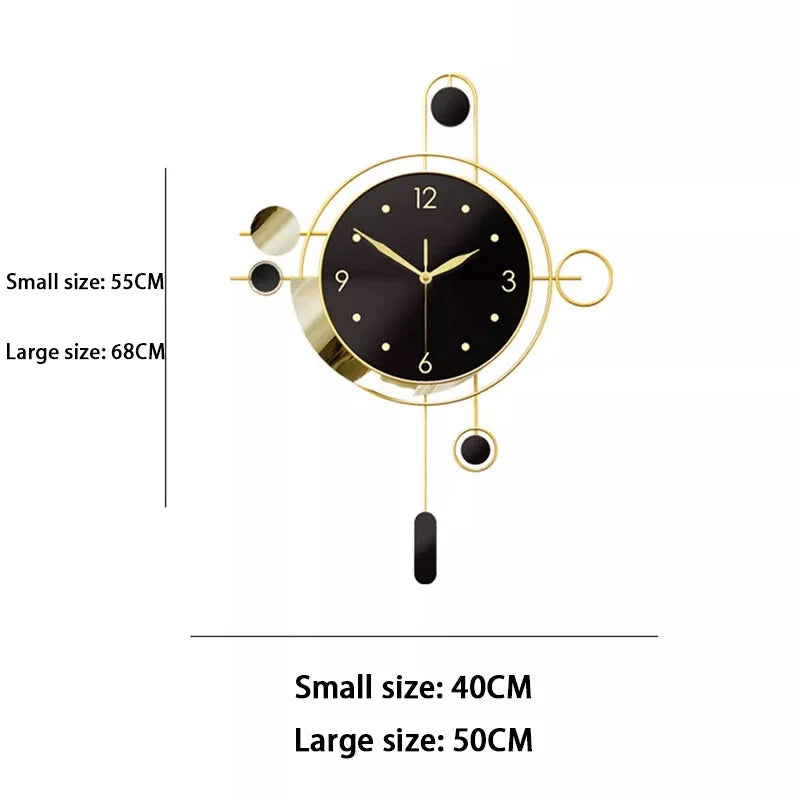 Large Metal Wall Clocks Luxury Silent Creative Pendulum Clock Living Room Gold Watches Art Nordic Home Decoration for Bedroom