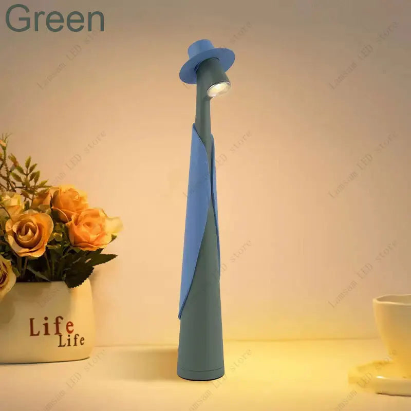 Fashionable Man Lamp USB Rechargeable Tricolored LED Desk Lamp Elegant Slim Stick Light Unique Portable Dimmable Reading Lamp