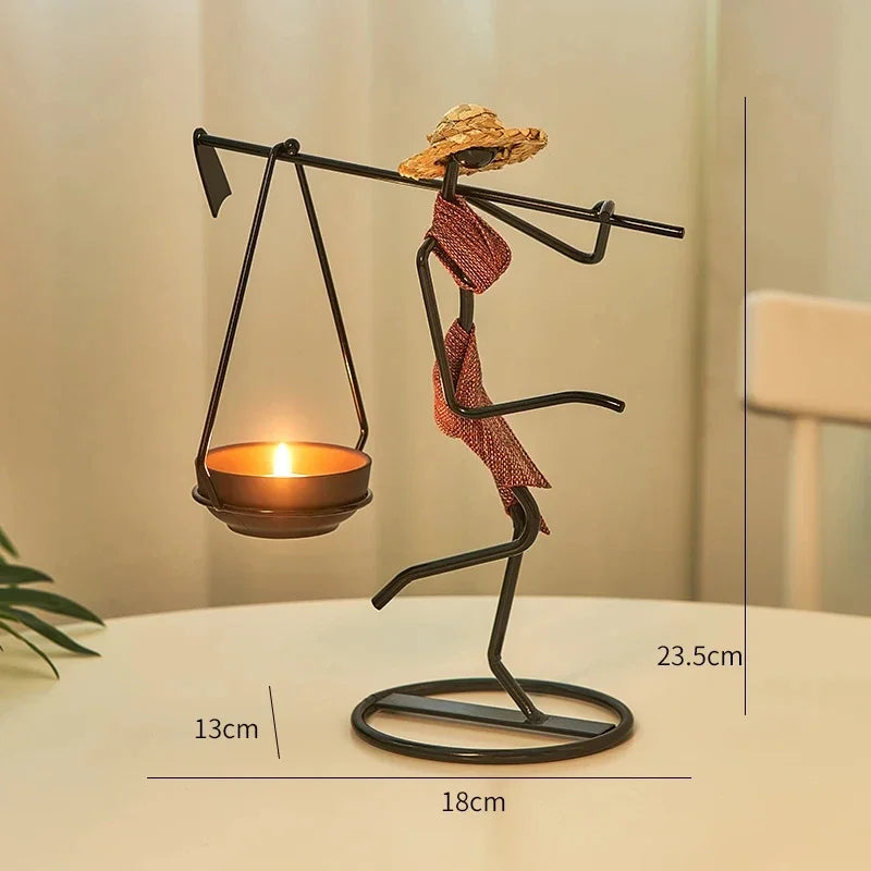 Rustic Wedding Table Centerpiece Decor Living Room Human Figurines Candlestick Gifts Candle Holders Home Decoration Accessories