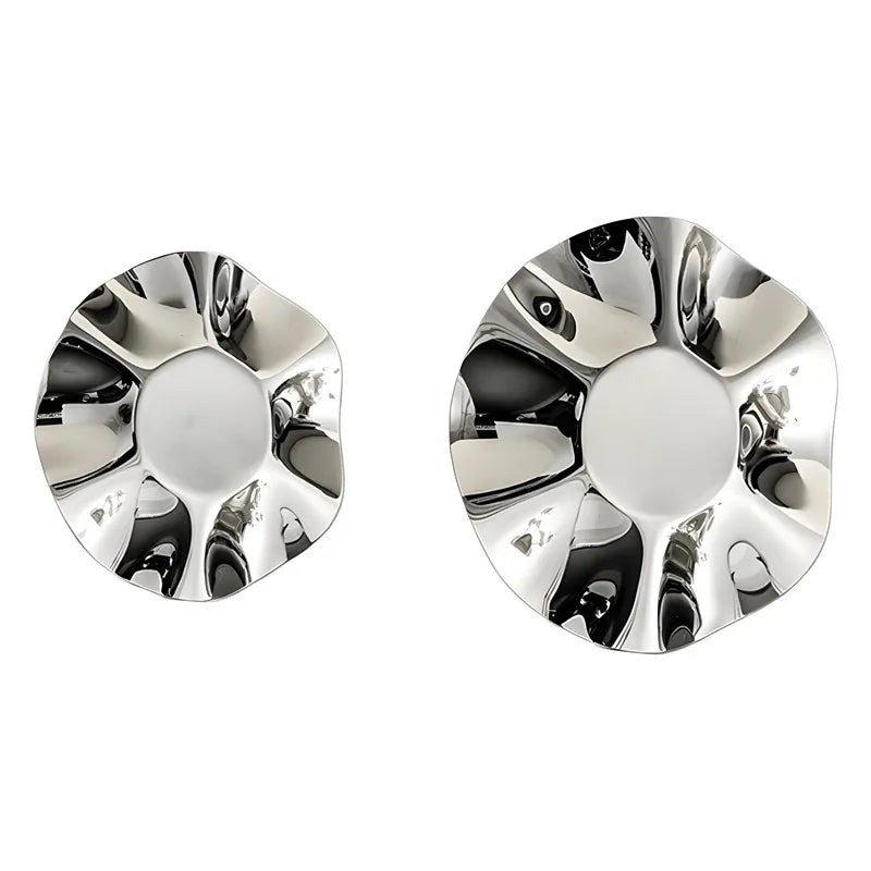 Deluxe Silver Stainless Steel Fruit Tray, Wavy Art Tray, Living Room Table Storage Box, Stainless Steel Decorative Tableware