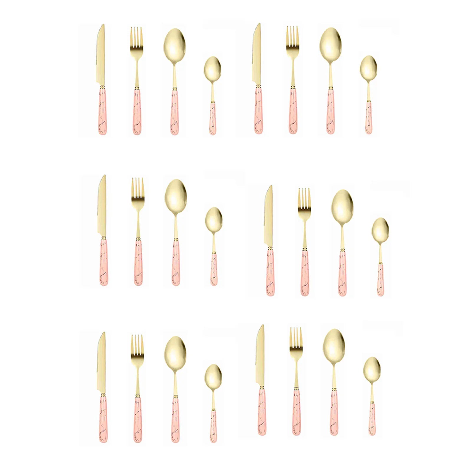 24Pcs Forks and Spoons Tableware Set Stainless Steel Forks and Spoons Cutlery Set for Home Kitchen Restaurant