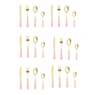 24Pcs Forks and Spoons Tableware Set Stainless Steel Forks and Spoons Cutlery Set for Home Kitchen Restaurant