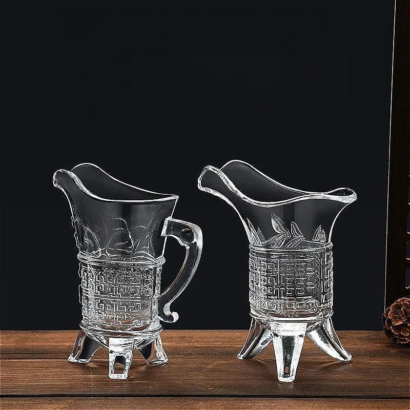 2pcs Sets Creative Liquor Cup Personalized Ancient Imperial Wine Cup 100ml Antique Wine Glass Art Design Three Legged Glass Cup