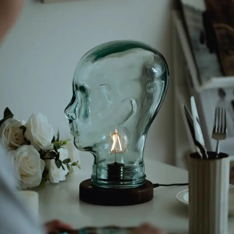 Creative Glass Figurines Art Head miniature Storage Ornaments Aesthetic Luxury Sculptures Modern Nordic Accessories Funny