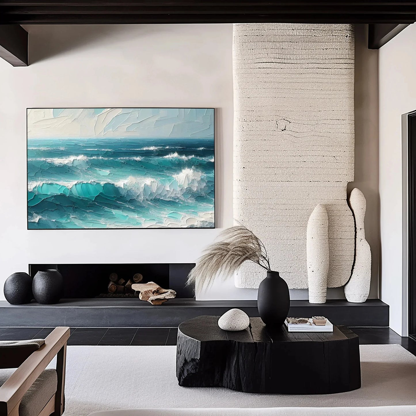 Thick Texture Knife Painted Seascape Pic Dafeng Oil Painting Handmade Abstract Oil Painting on Canvas Wall Art Home Decoration