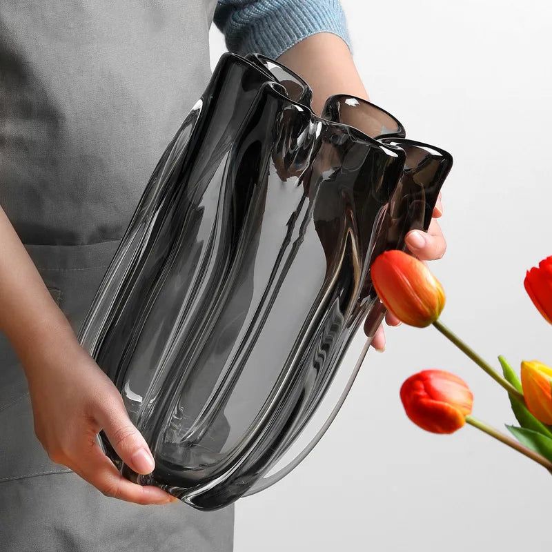 Creative And Simple Transparent Glass Large Vase Floral Decoration Flower Arrangement Living Room Porch Desktop Home Decoration