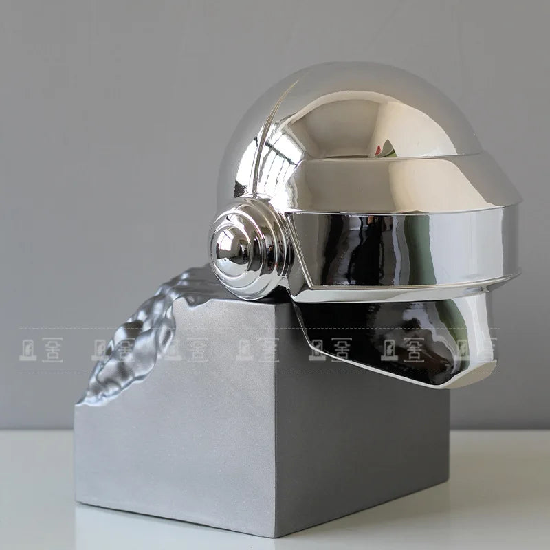 Helmet Electroplating Figurines Creative Art Aesthetic Luxury Ornaments Nordic Accessories Modern Sculptures Living Room