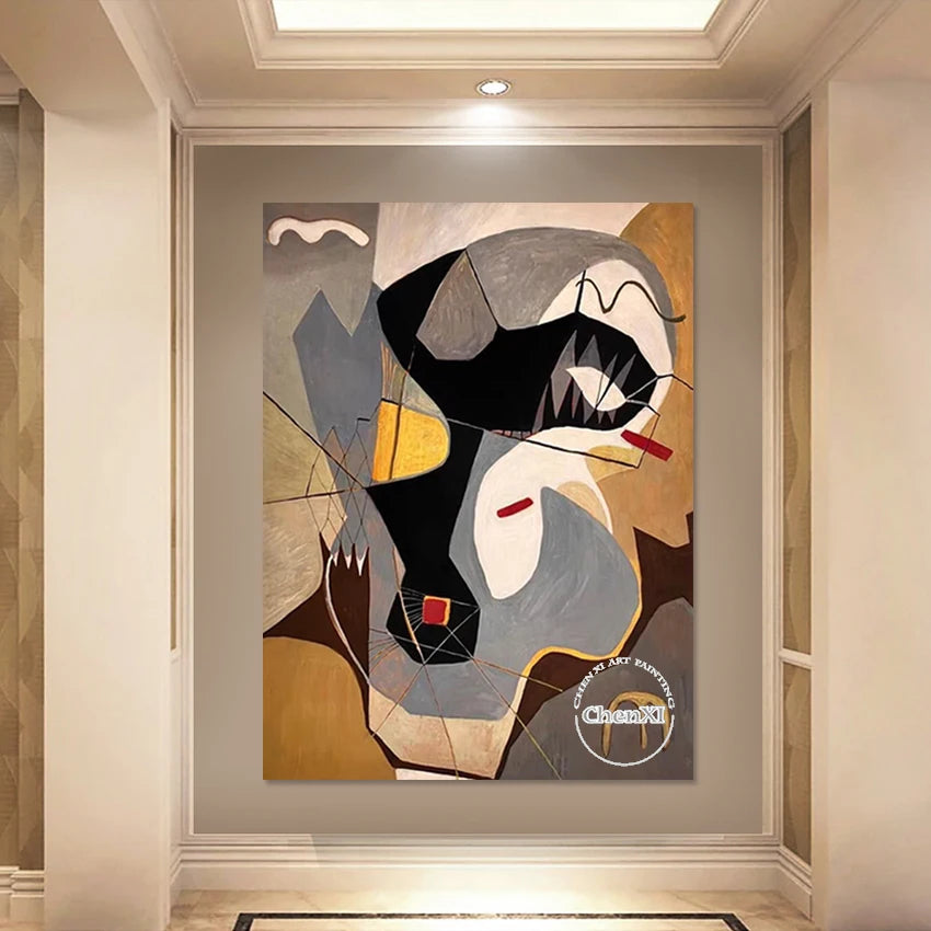 Modern Canvas Wall Figure Picture Large Size Black And Gray Art Textured Oil Paintings No Framed Abstract Sleeping Room Decor