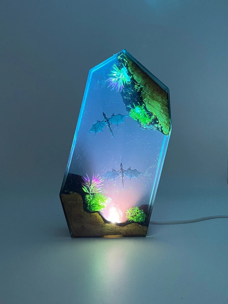 Double Dragon Departure Organism Resin Table Light Creactive Art Decoration Lamp Flying Dragon Theme Night Light  USB Charge