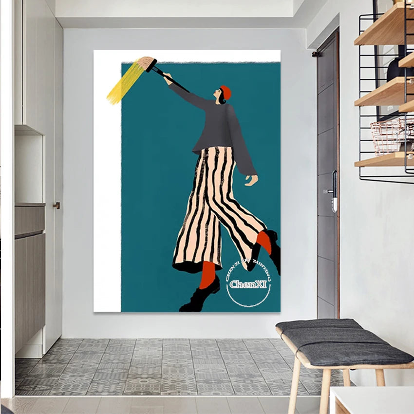 Bedroom Decorative Item Abstract Cartoon Figure Art Picture Hand-painted Sexy Lady Picture Oil Painting Hot Selling Wall Panel