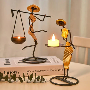 Rustic Wedding Table Centerpiece Decor Living Room Human Figurines Candlestick Gifts Candle Holders Home Decoration Accessories