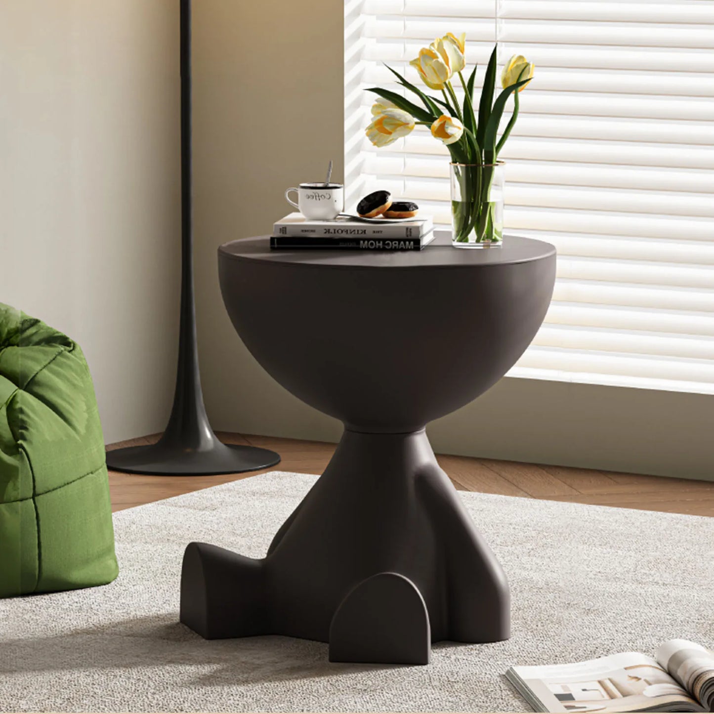 Round Matte Side Table with Hidden Storage – view 2, modern home furniture
