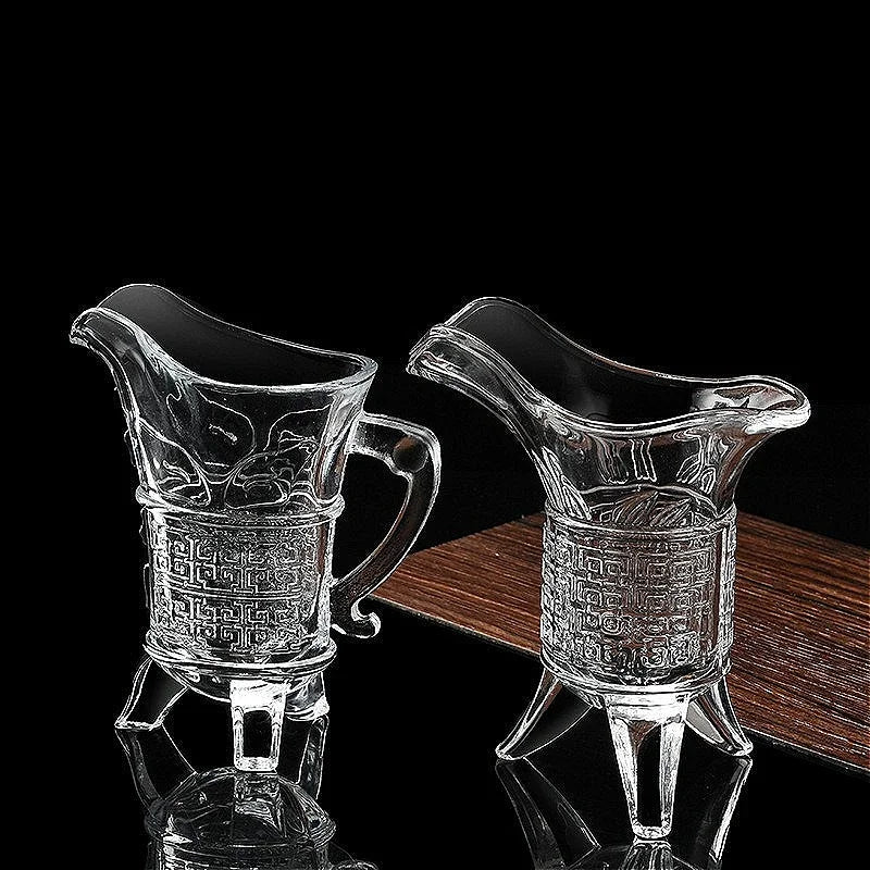 2pcs Sets Creative Liquor Cup Personalized Ancient Imperial Wine Cup 100ml Antique Wine Glass Art Design Three Legged Glass Cup
