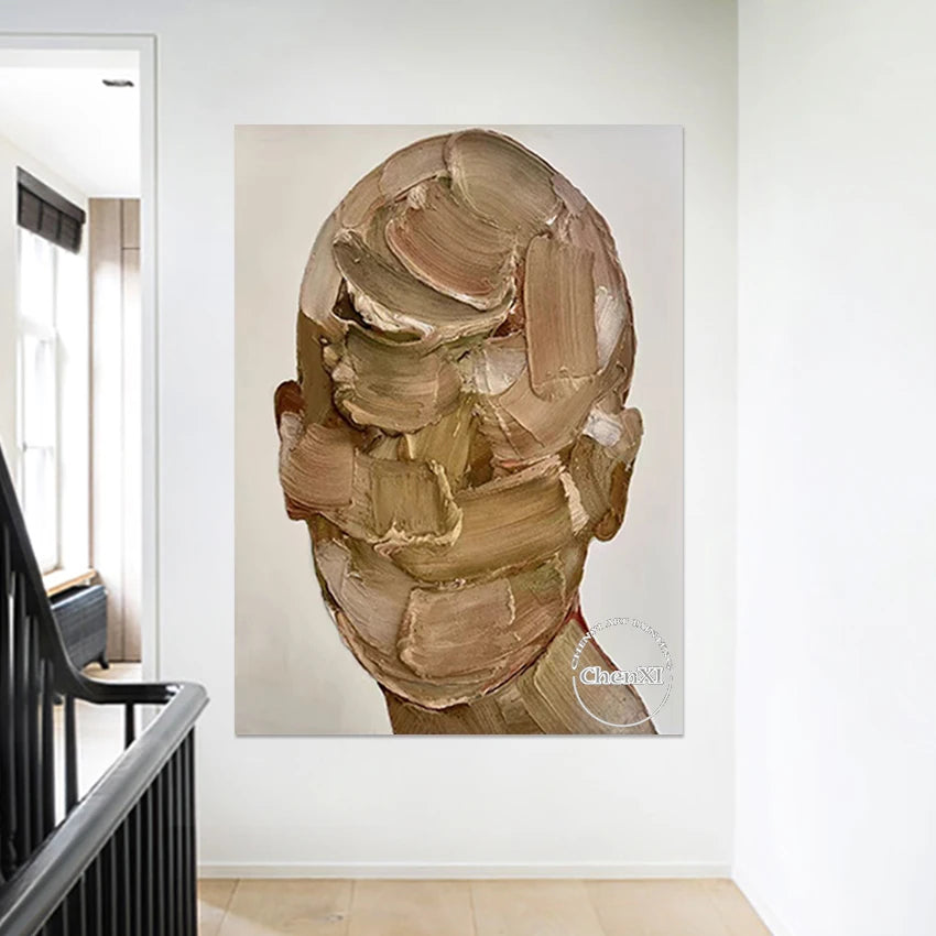 Knife Painting Frameless Thick Acrylic Design Modern Abstract Textured Canvas Art Handmade Picture Figure Oil Paintings Face