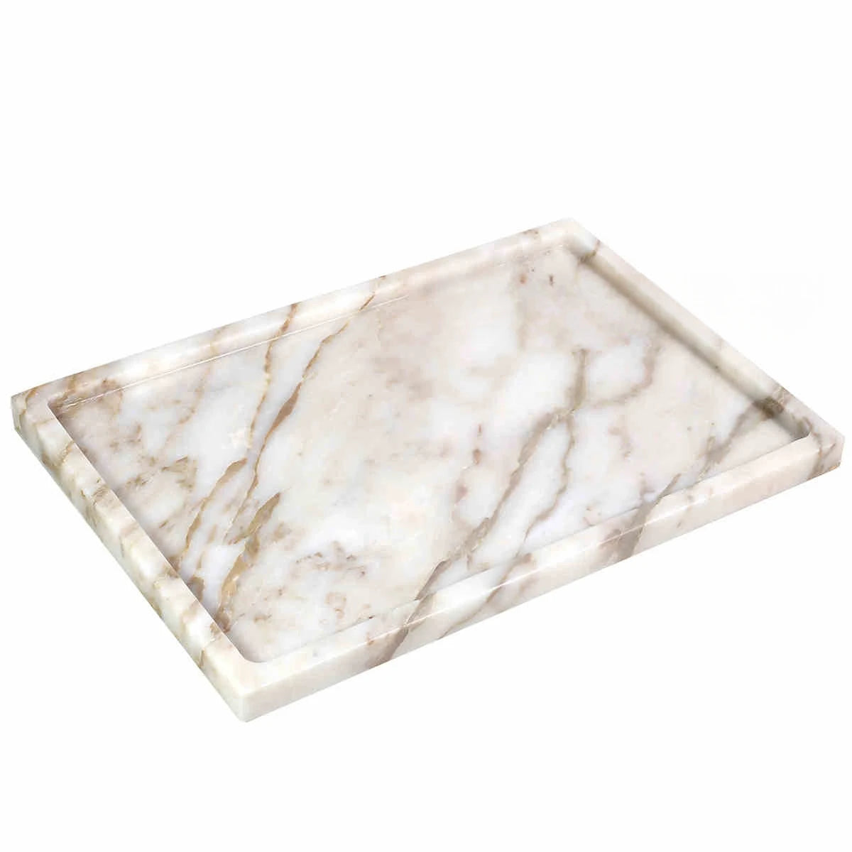 30x20x1.8CM Luxury Calacatta Viola Arabescato Natural Marble Stone Catchall Tray Carving Rectangular Storage Dish Home Decor
