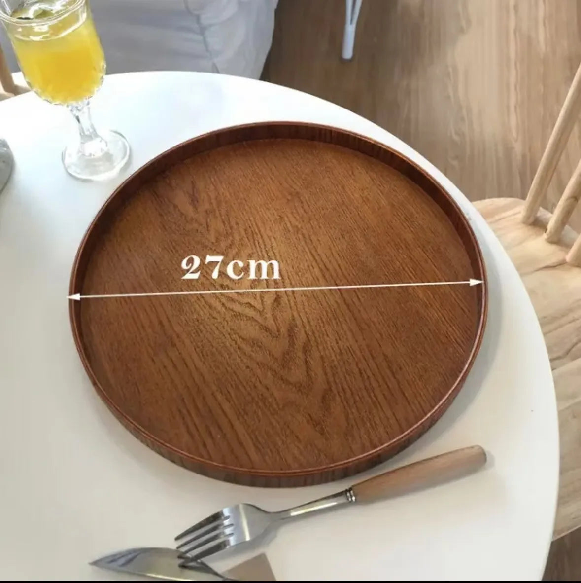 Wooden Round Table Decoration Tray Tray Decorative Trays Snack cake Plate Sundries Display Organizer Desktop Decorative Plate