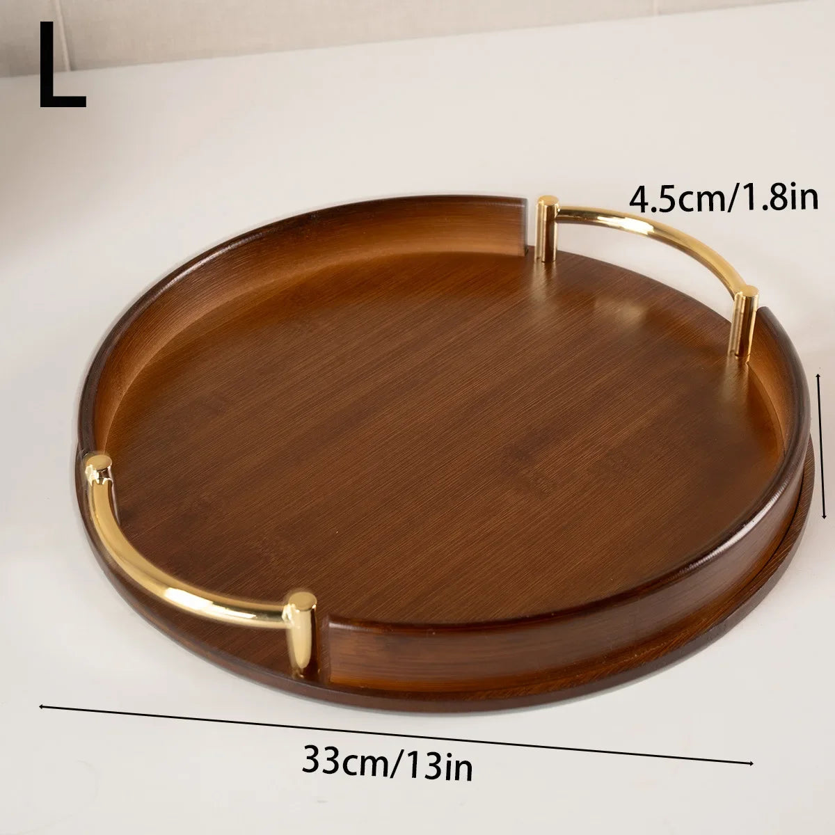 Light luxury and simple home kitchen round bamboo tray Home restaurant tea set small tray portable fruit snack tray