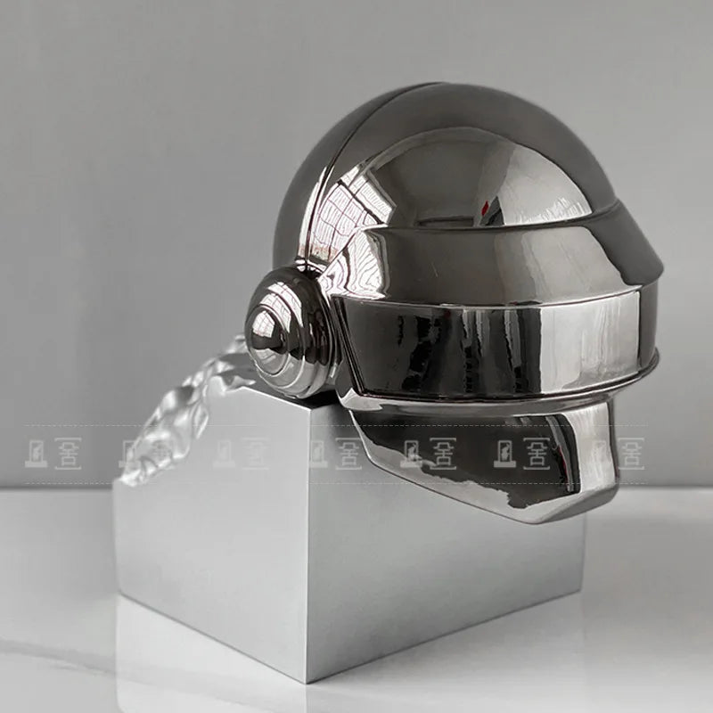 Helmet Electroplating Figurines Creative Art Aesthetic Luxury Ornaments Nordic Accessories Modern Sculptures Living Room