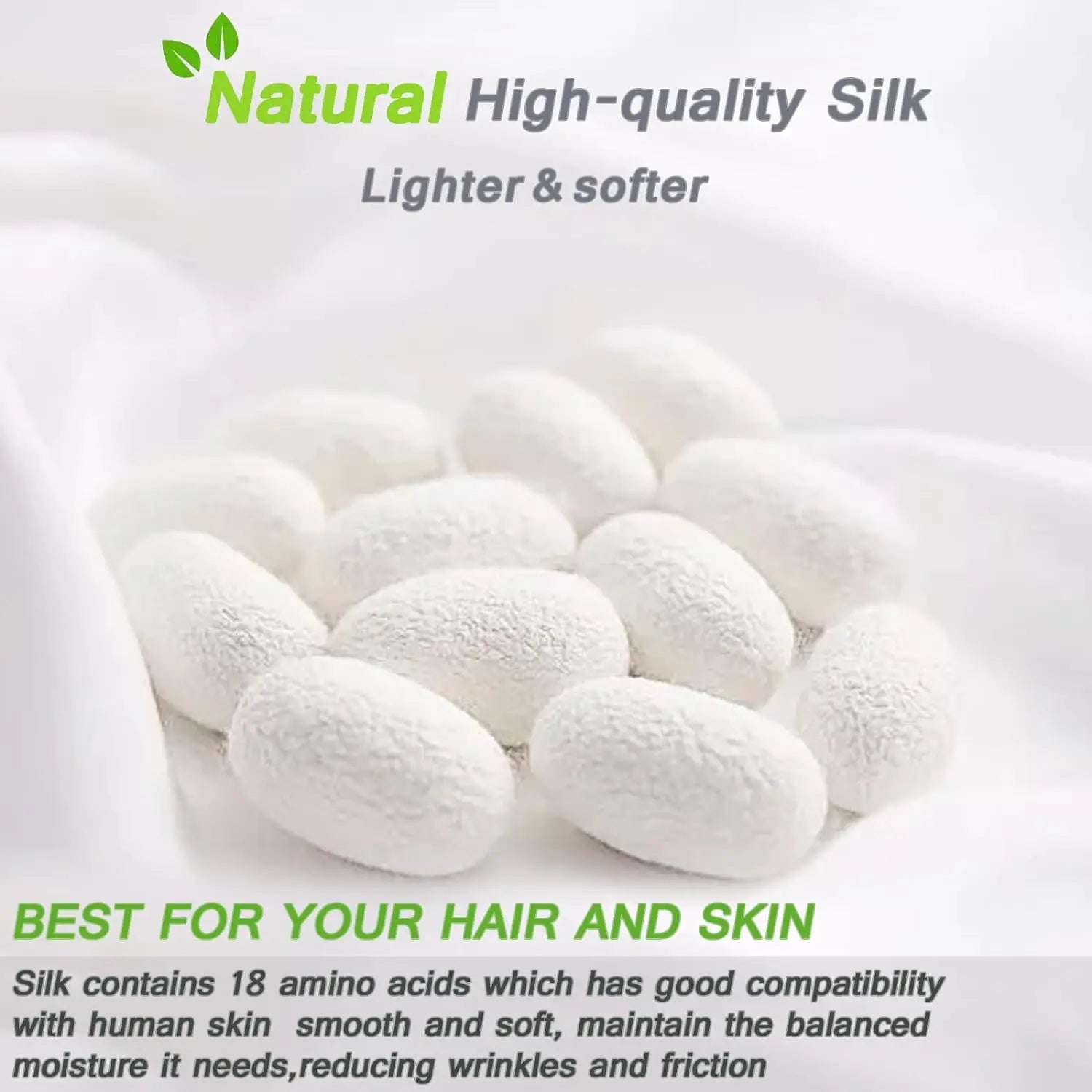 100% Both Sides Pure Natural Mulberry Silk Pillowcase with Zipper Closure  Soft and Cooling Silk Pillow Cases