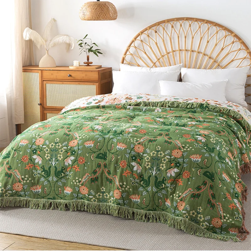 Japanese Cotton Double-sided Sofa Cover Throw Blanket For Bed Towel Cover Four Seasons General Quilt Bed Sheet Travel Blanket