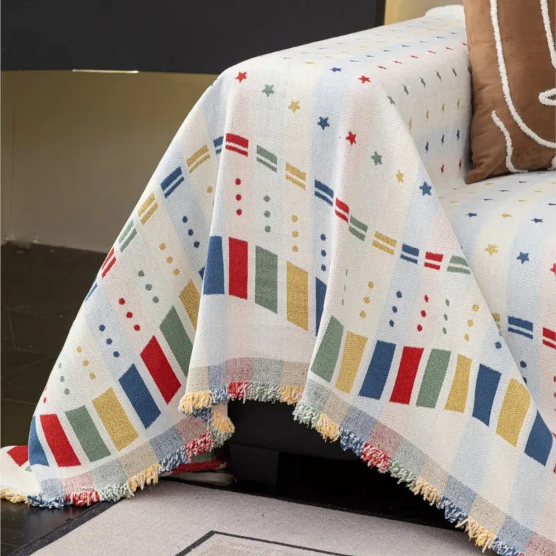 2025 Vintage Luxury Star Chenille Sofa Cover Full Coverage Non-Slip Couch Slipcover All-Season Universal Fit for Leather Sofas