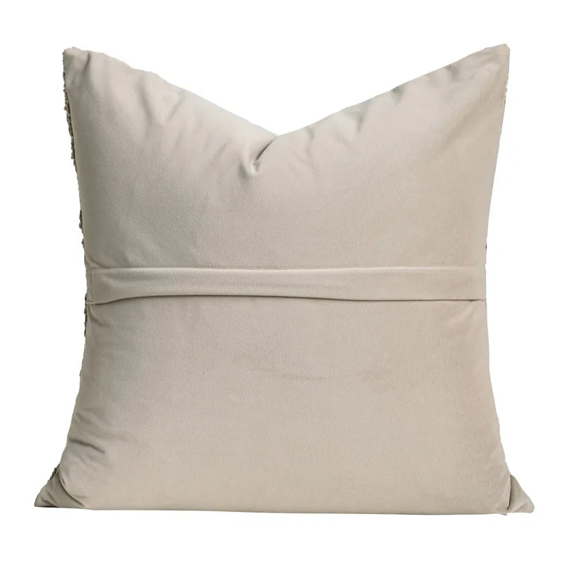 Modern Wabi-Sabi Large Pillow Living Room Sofa Lumbar Pillow Wheat Coffee Color Geometric Pillow Wool Blend Pillow Sample Room