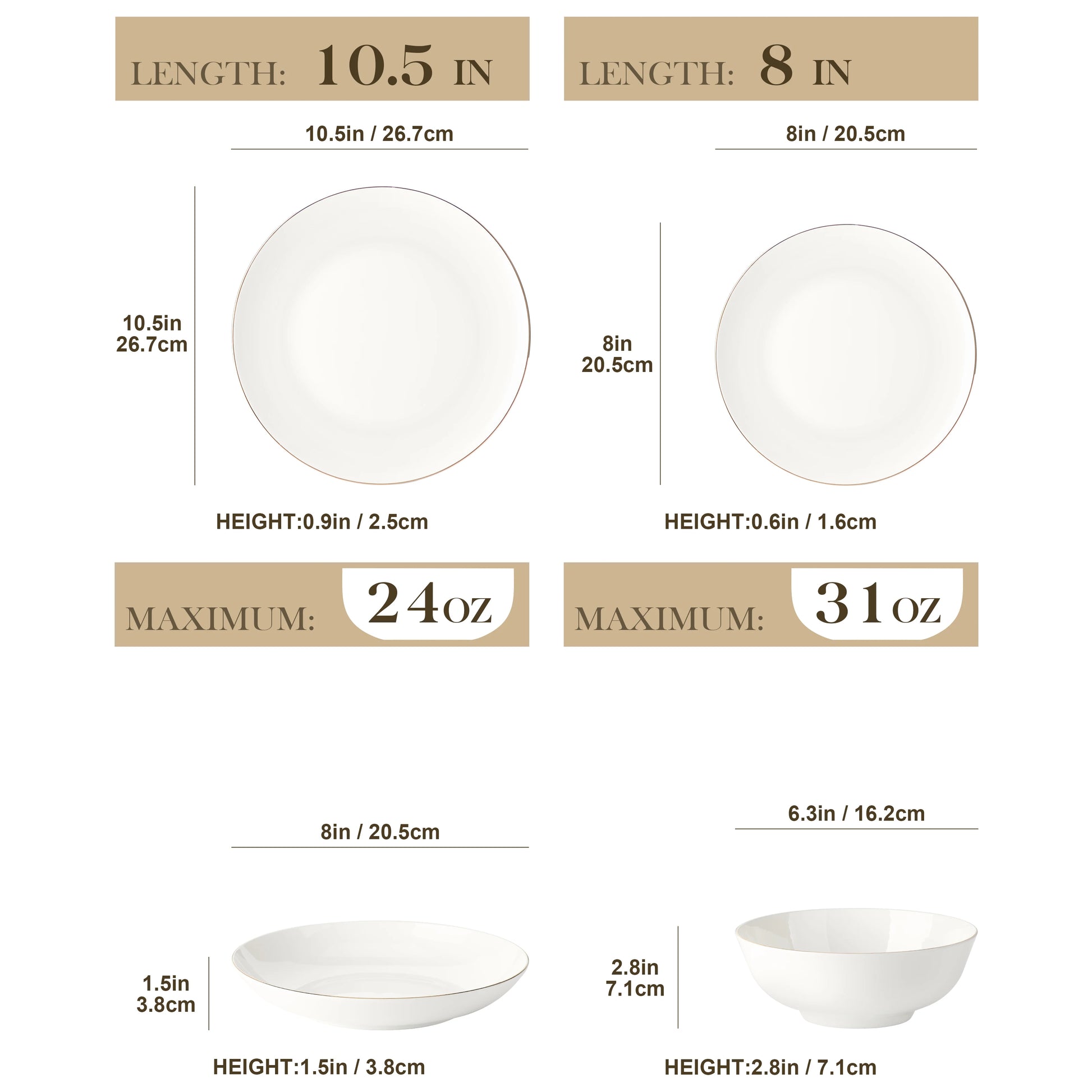 MALACASA NORI 16/32-PIECE Nordic European White Bone China Tableware Set with Bowl,Dinner&Dessert&Soup Plate Set for 4/8 person