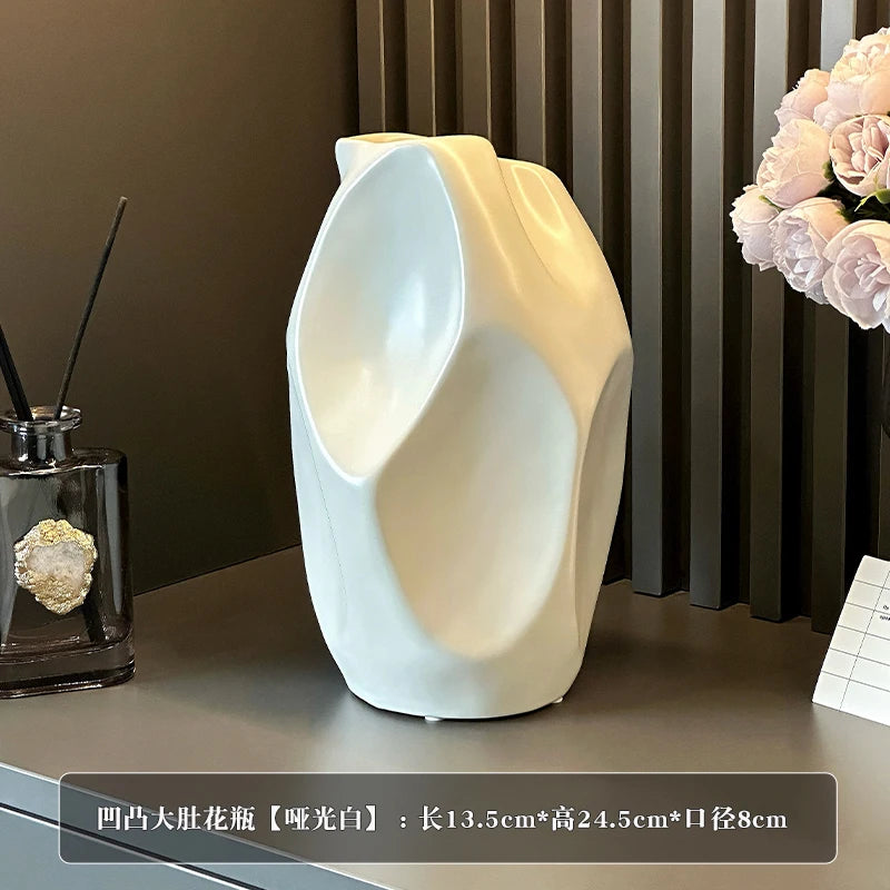 Wabi-sabi style retro ceramic vase decoration, living room ornaments, entrance hall TV cabinet, flower arrangement, hydroponic