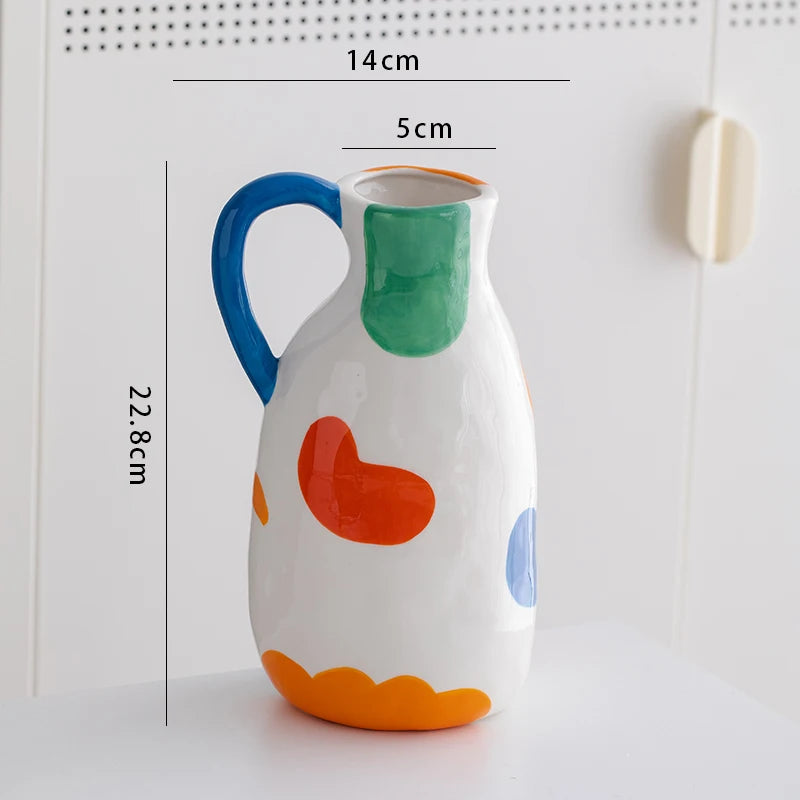 Aesthetic Ceramique Blanc Vase Rustic Kawaii Modern Minimalist Vase Bedroom Ornaments Vasi Per Fiori Home Decoration Living Room