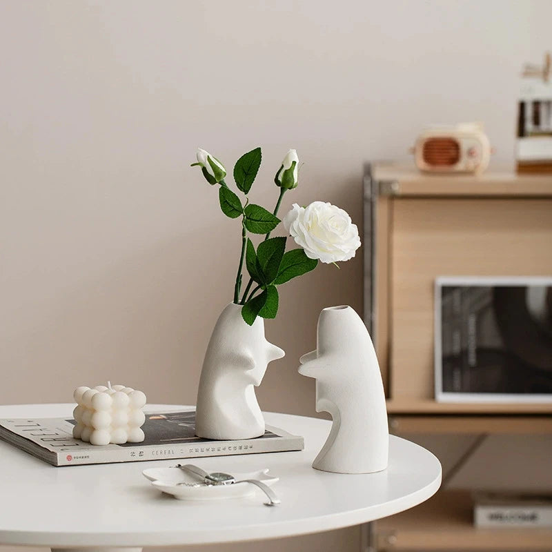 Art Hug Ceramics Vase Japanese Style Ceramics Vase Desktop Ornament Vase Flower Arrangement Vase Modern Table Decorative Vase