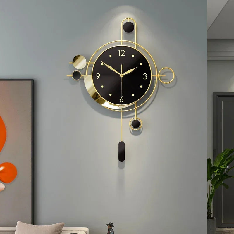 Large Metal Wall Clocks Luxury Silent Creative Pendulum Clock Living Room Gold Watches Art Nordic Home Decoration for Bedroom
