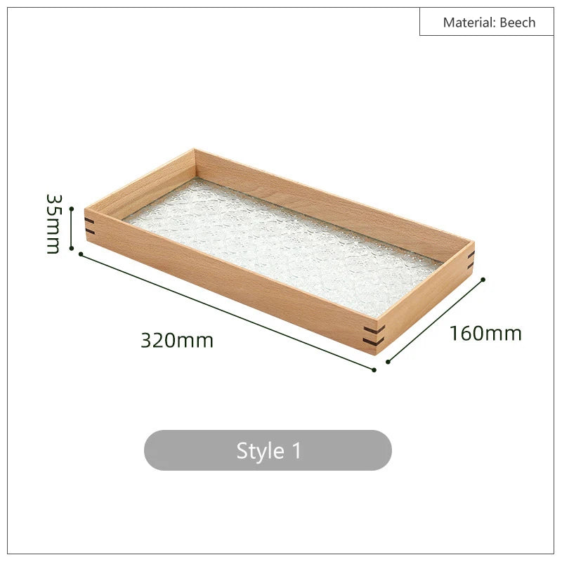 HeMu Vintage cherry-apple flower glass wooden tray tabletop decoration set aromatreatment tea sea reception tea tray