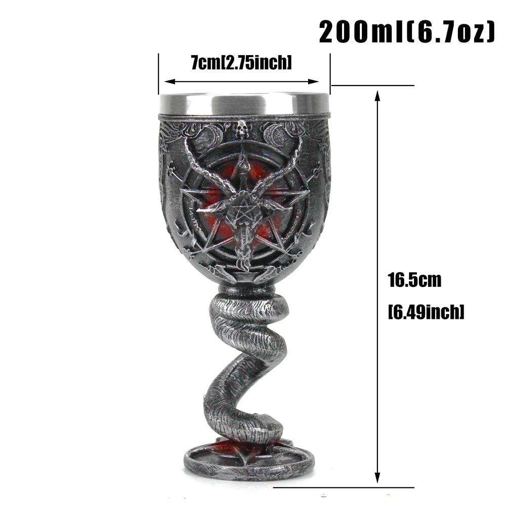 200ml Baphomet Wine Glass Buffmet Resin Stainless Steel Goblet Horn Cocktail Glasses Whiskey Cup Pub Bar Drinkware Dropshipping